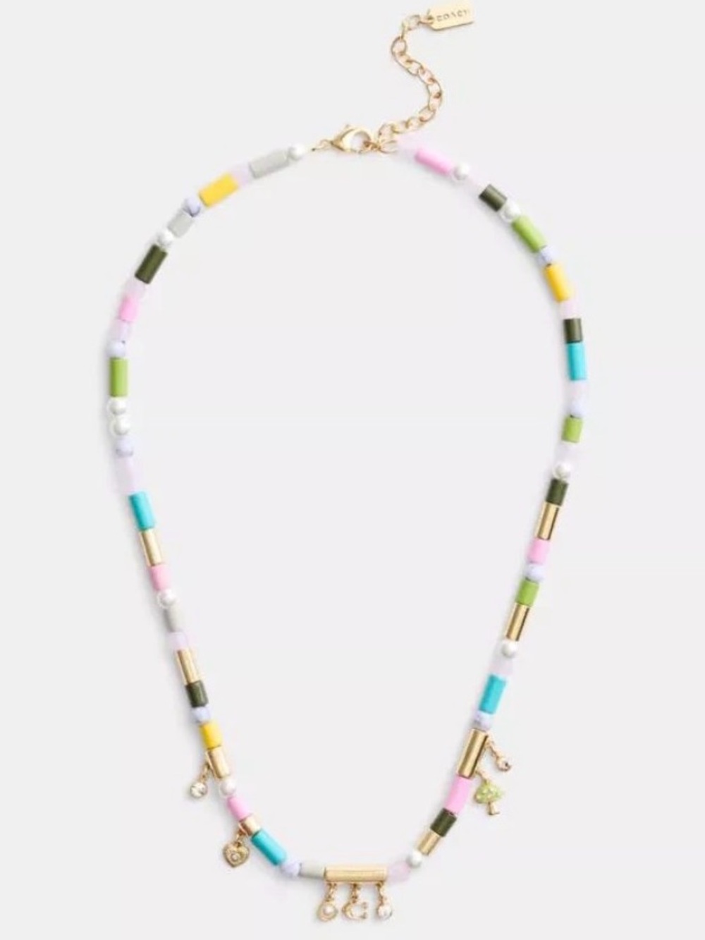 Coach - NWT Colorful Heart Multi Charm Beaded Necklace